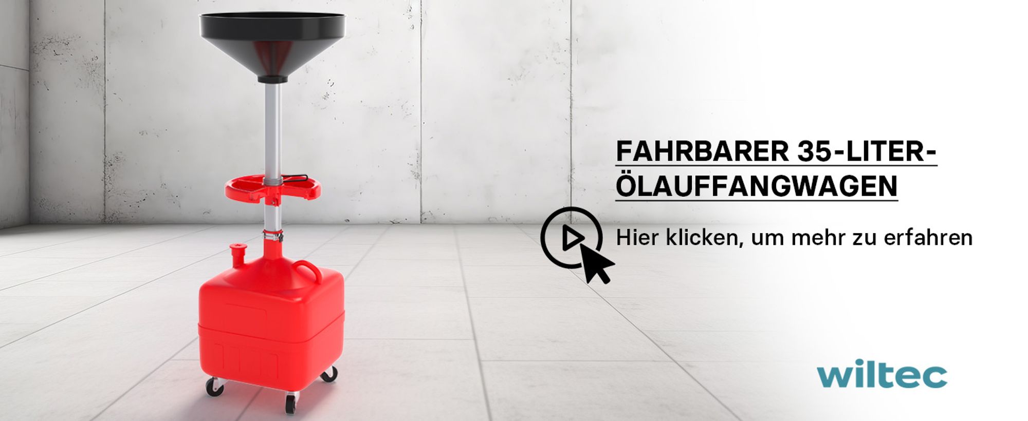 Ölauffangwagen Ölauffangbehälter Ölauffanggerät Ölauffangrollwagen 35l 86 - 127 cm