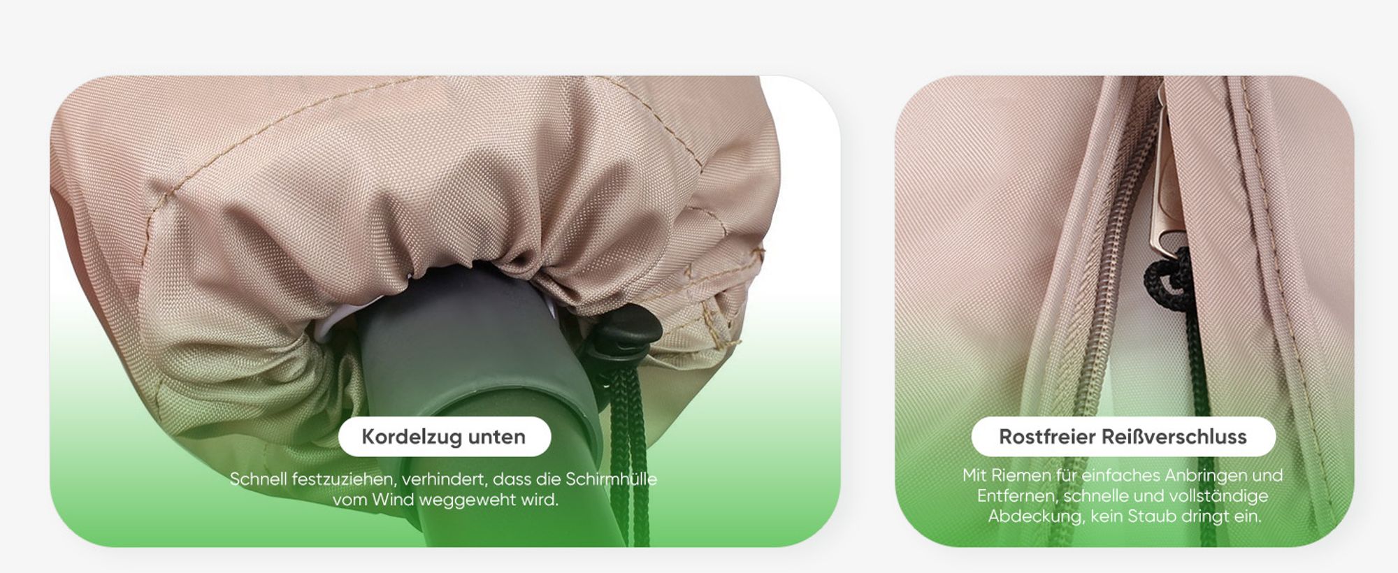 Sekey Sonnenschirm Schutzhülle Wasserdicht Abdeckung Abdeckhaube Schutzhaube aus Polyester für Ø 200 cm Balkonschirm, Taupe