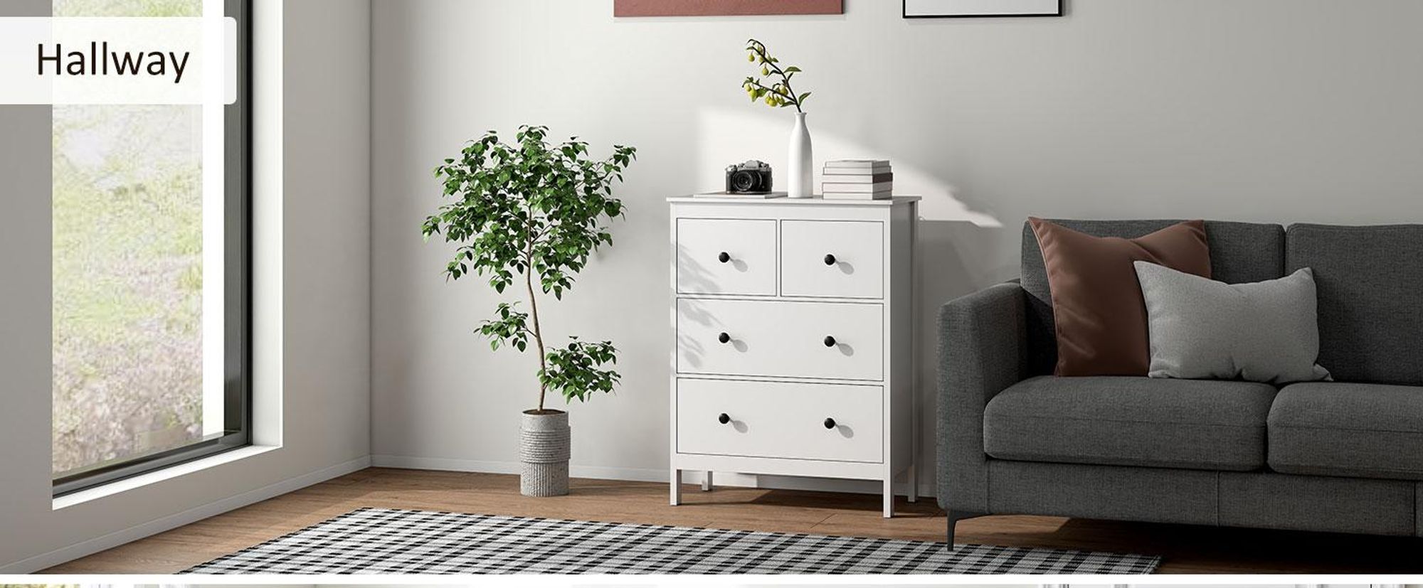 HOMCOM Komoda – nowoczesny kredens z 4 szufladami do salonu, biały
