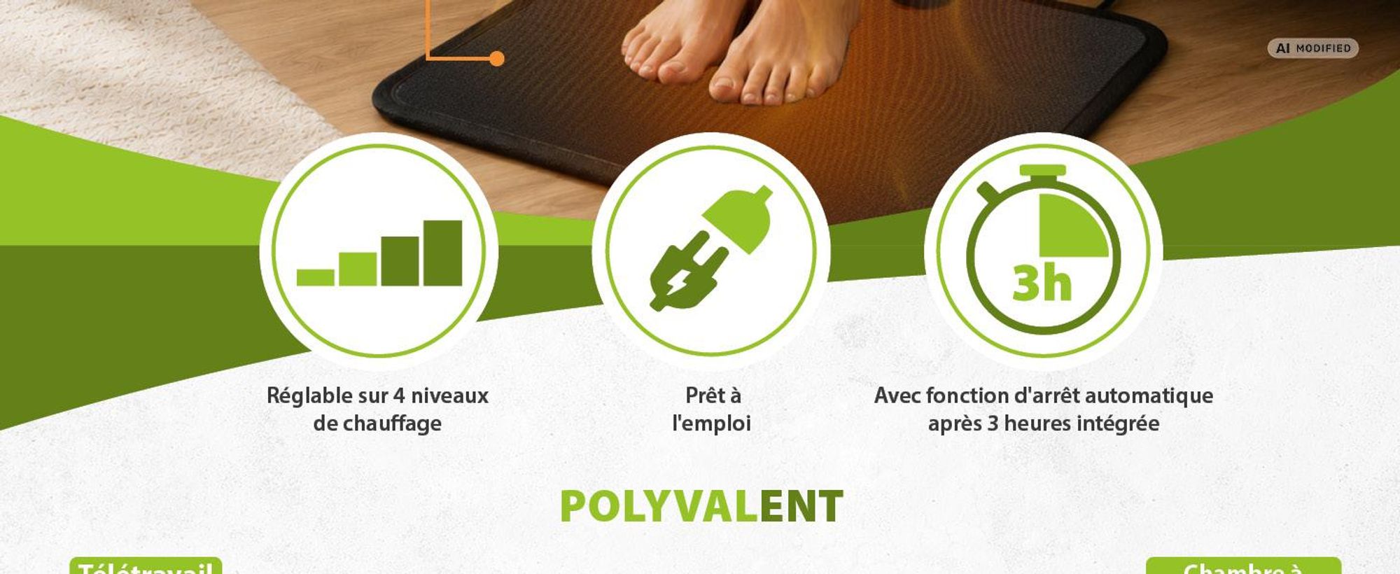 Tapis chauffant avec interrupteur au pied tapis de sol électrique tapis chauffant anthracite noir 40x50cm Mi-Heat