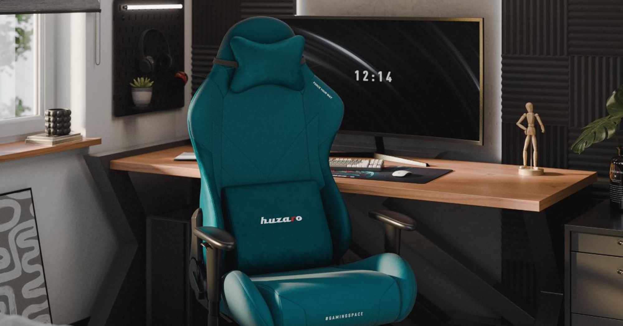 Huzaro Force 5.7 Teal – Gaming Stuhl, 2D-Armlehnen, 155° Neigung, Nacken- & Lendenkissen, Fußstütze, SGS-, 136 kg