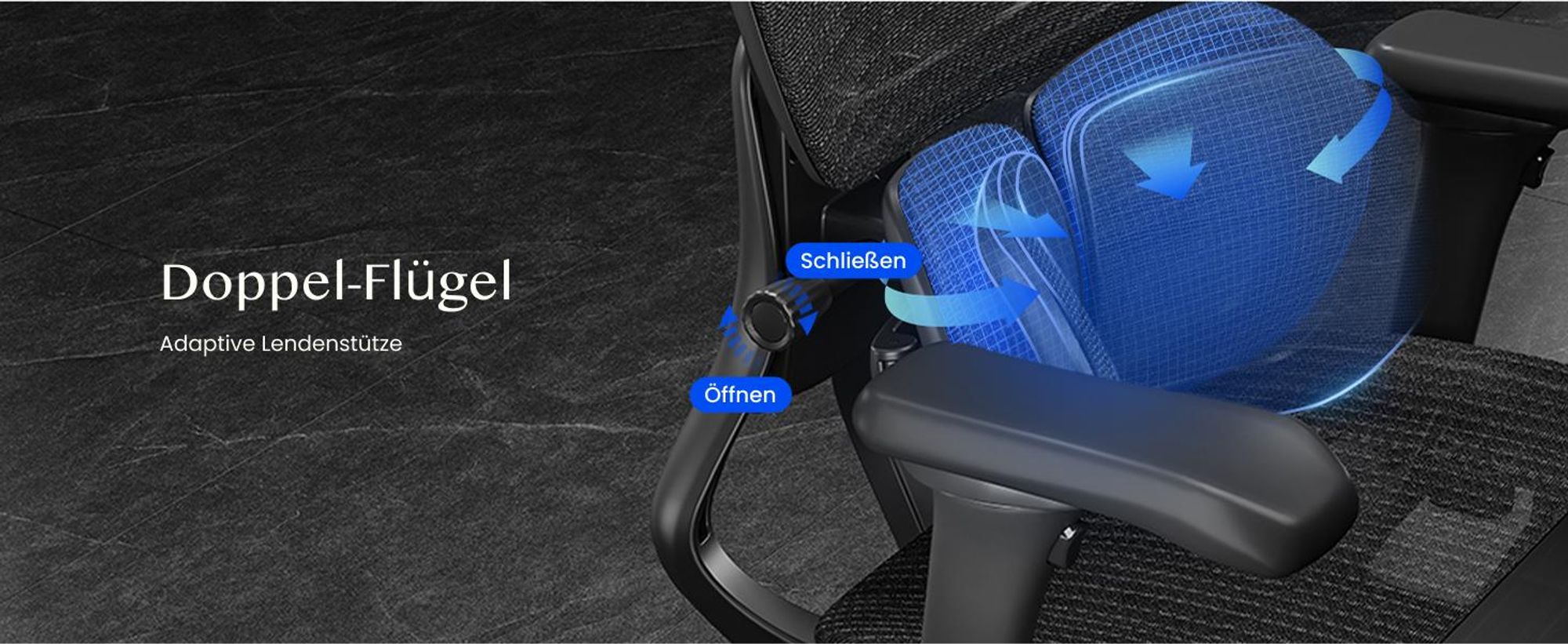 FLEXISPOT Sentinel Ergonomischer Bürostuhl mit Dual-Wing-Lendenstütze, 3D-Kopfstütze & Armlehnen, Fußstütze, Verstellbare Sitztiefe (Schwarz)