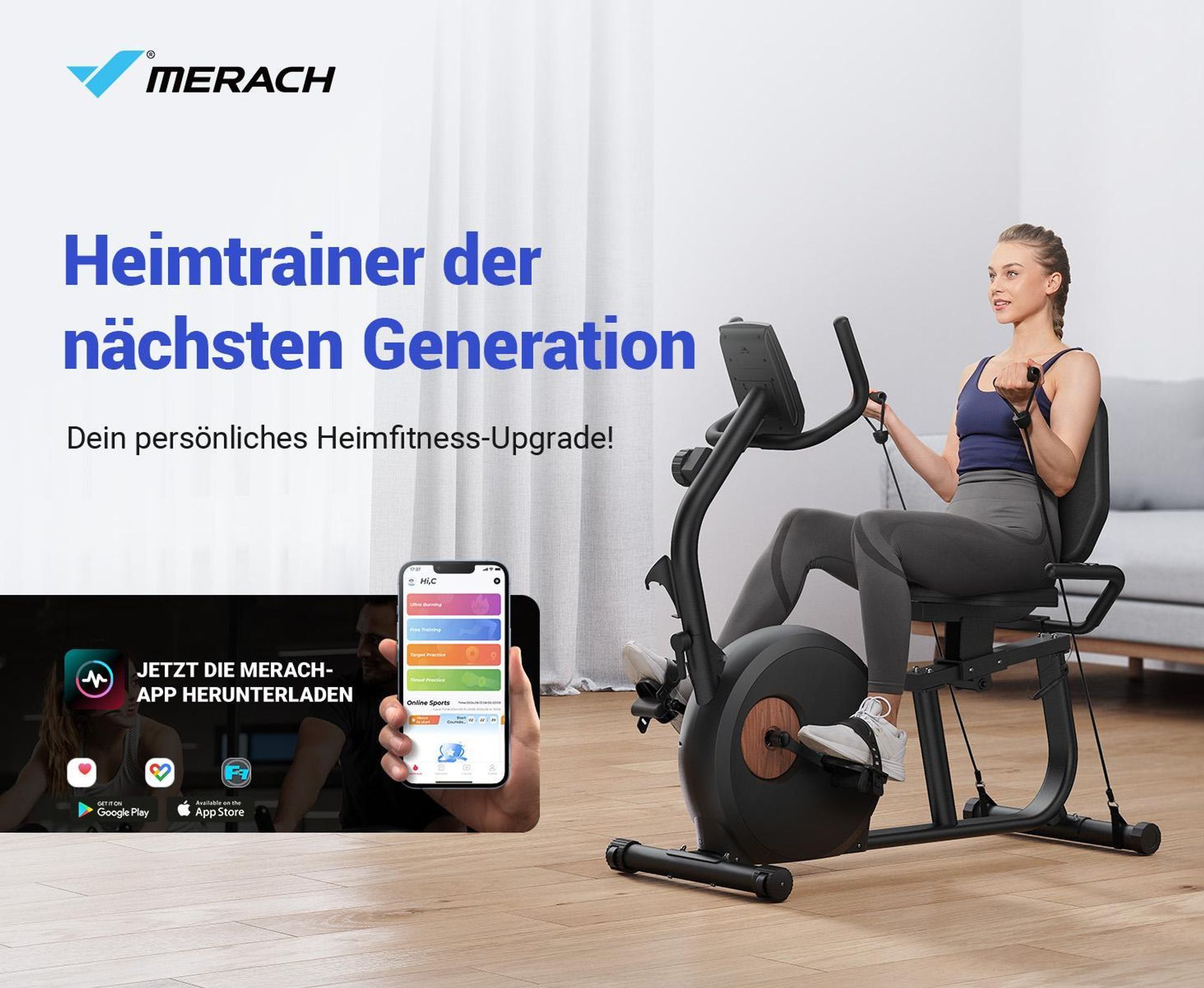 Liege-Ergometer, Heimtrainer Fahrrad für Zuhause, 8 Widerstandsstufen, mit Bluetooth, APP, LCD-Display, Beintrainer bis 158kg, Tablet-Halter, leise
