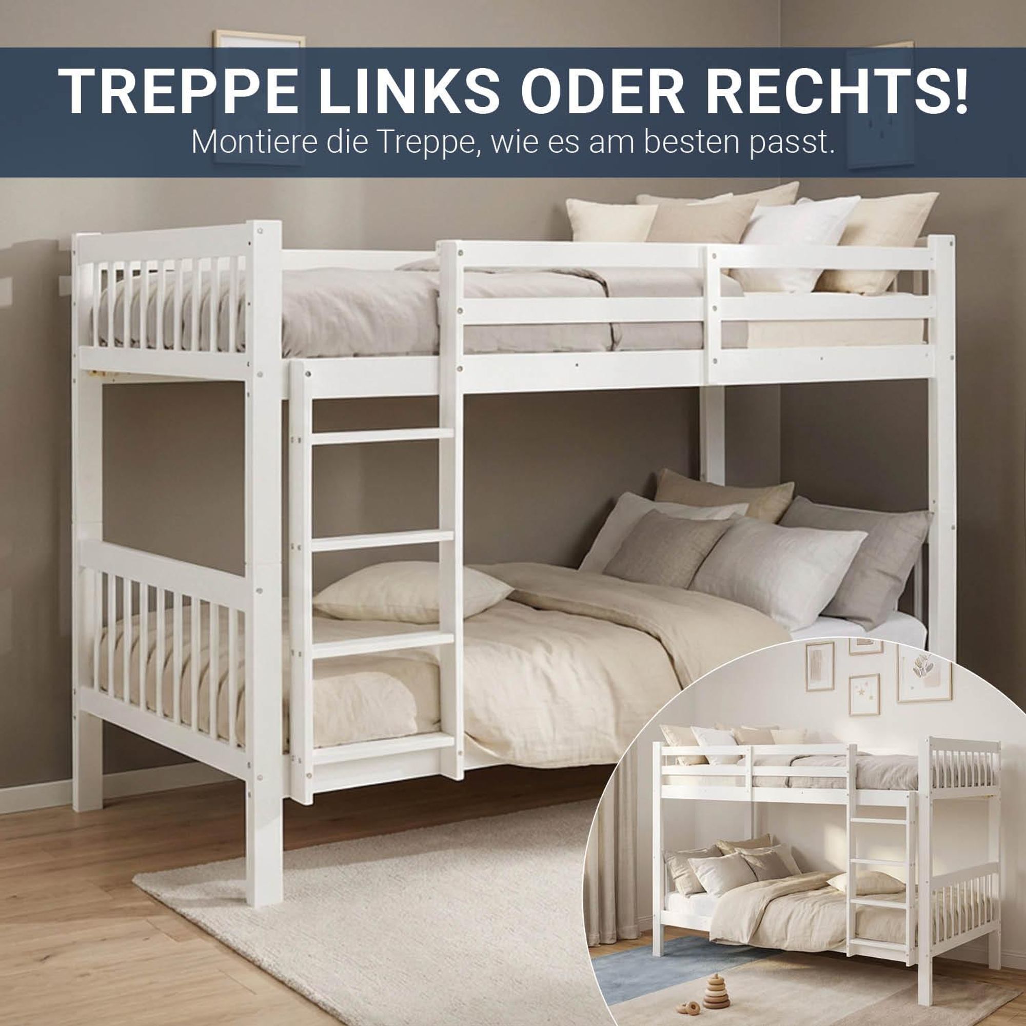 Die Leiter kann links oder rechts montiert werden.