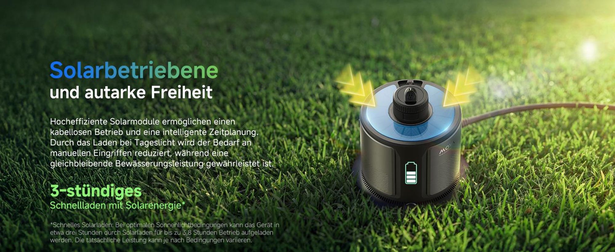 MOVA L10 Intelligenter Rasensprenger mit App & Solar, Automatische Gartenbewässerung WLAN, Regensensor, bis 500m²