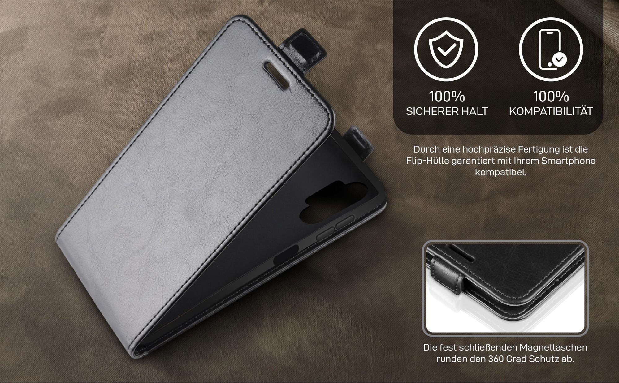 Smartphone Case in Schwarz für Samsung Galaxy A13 mit Magnetlasche