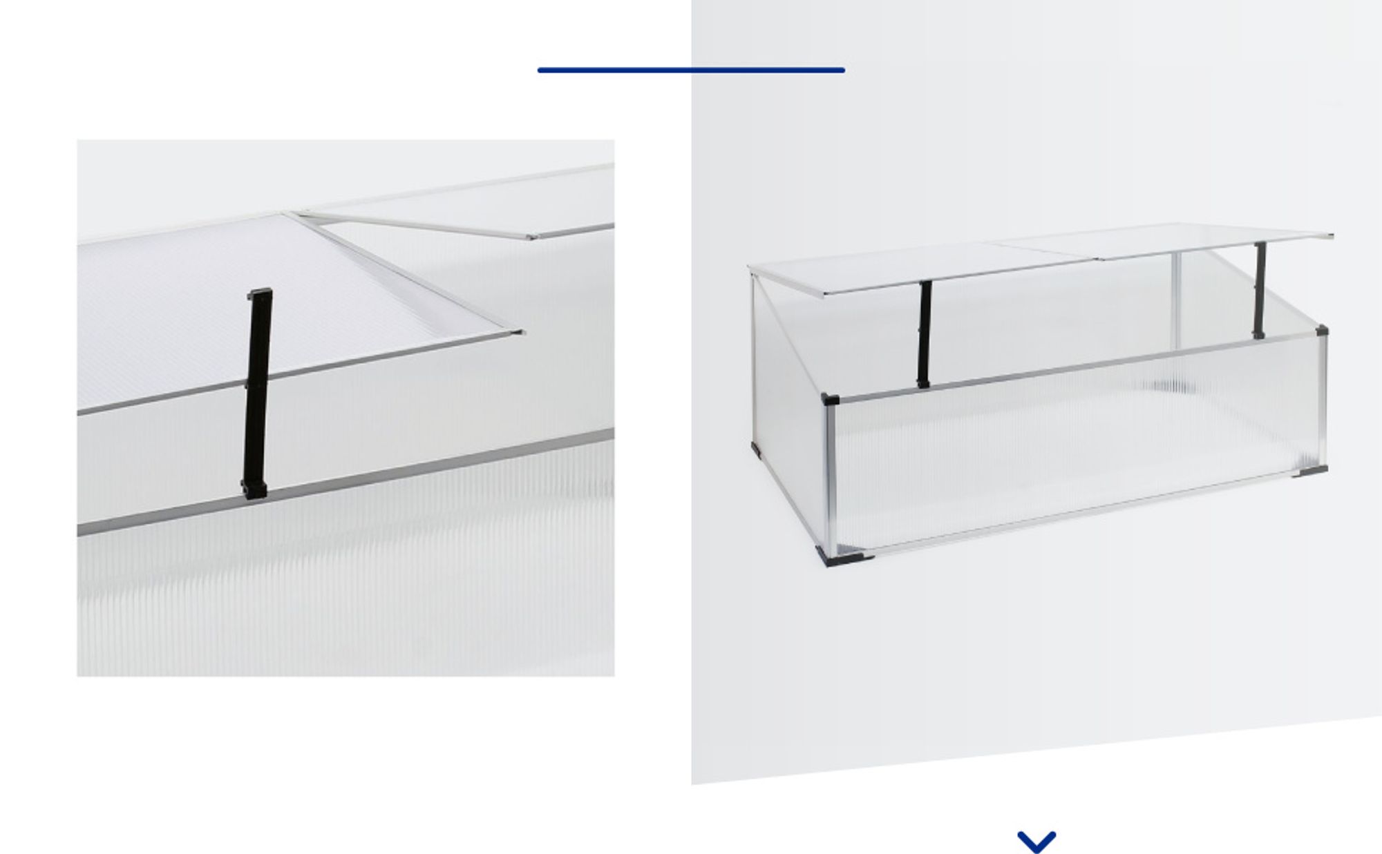 Wiltec Frühbeet Gewächshaus aus Aluminium, 100 x 60 x 40 cm, Gemüsebeet mit arretierbarem Dach und 2 Flügeln, witterungsbeständig, UV-Schutz