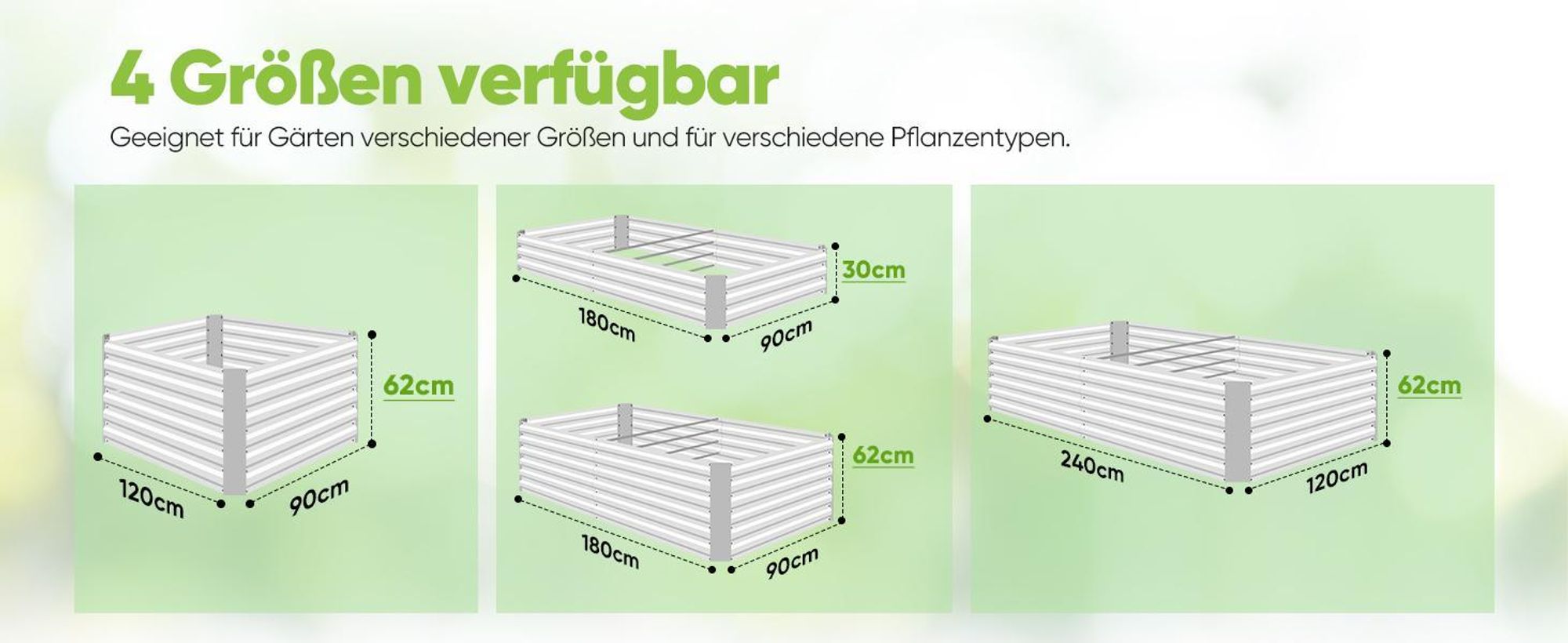 Quictent Hochbeet Metall 120 x 90 x 56cm, Kräuterbeet ohne Boden für Garten, Gemüsebeet Pflanzkasten Frühbeet mit Tomatenkäfigen, Grau
