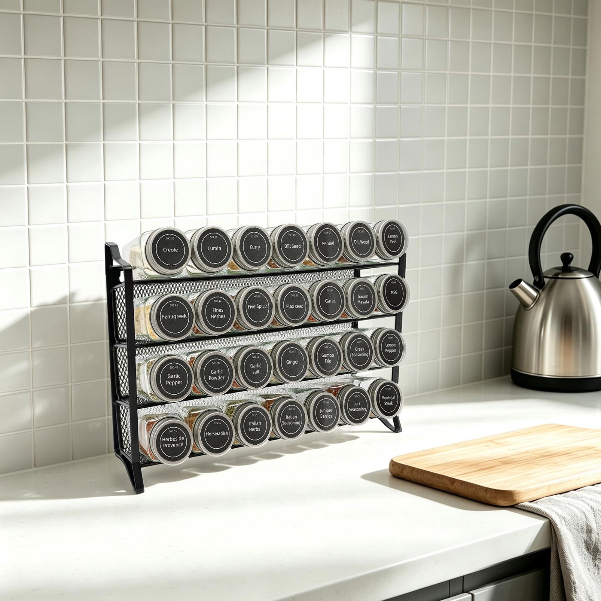 Gewürzregal-Organizer, Gewürz-Organizer mit 28 leeren Gewürz dosen, Spice-Rack-Organizer
