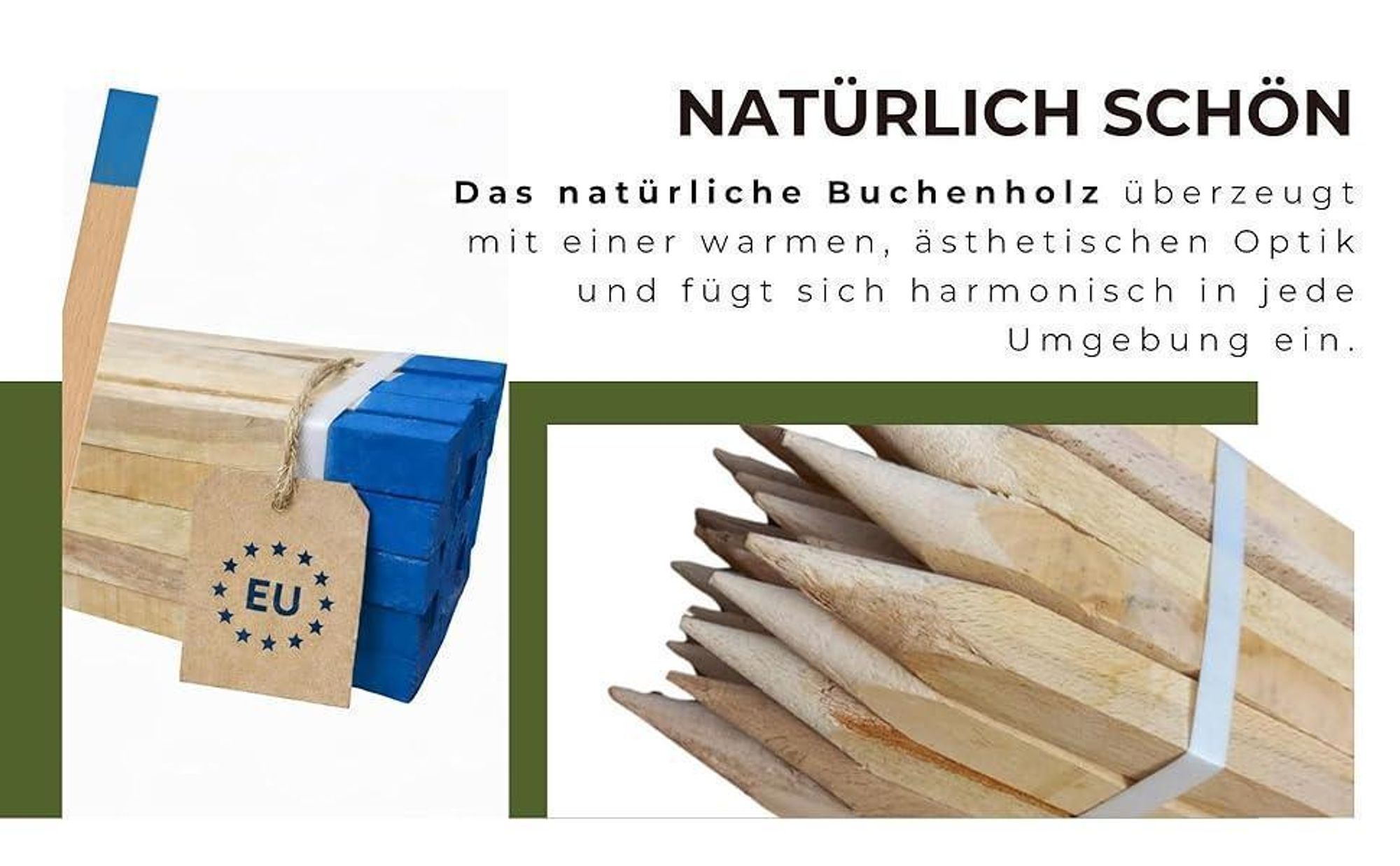 FOR THE GARDEN 25 Stück 80 cm Länge Orange Lackierte Spitze Markierungspfähle Buche Holzstäbe Holz - 25 mm x 25 mm Zaunpfosten Pflanzstab