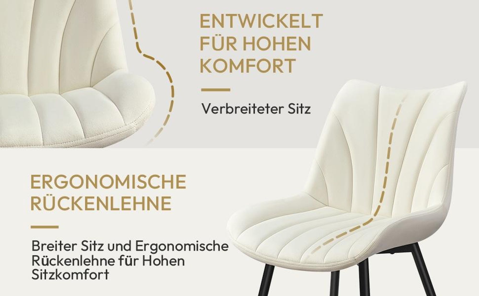 Yaheetech Moderne Esszimmerstühle, 2er Set, mit Metallbeinen, Designer-Stuhl, Beige