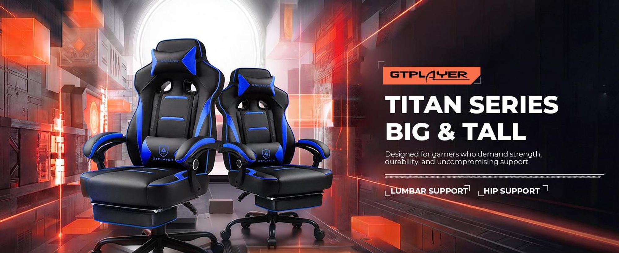GTPLAYER Gaming stoel met voetsteun, ergonomische bureaustoel met een draagvermogen van 150 kg, gaming fauteuil met lendensteun en hoofdsteun, verstelbare computerstoel