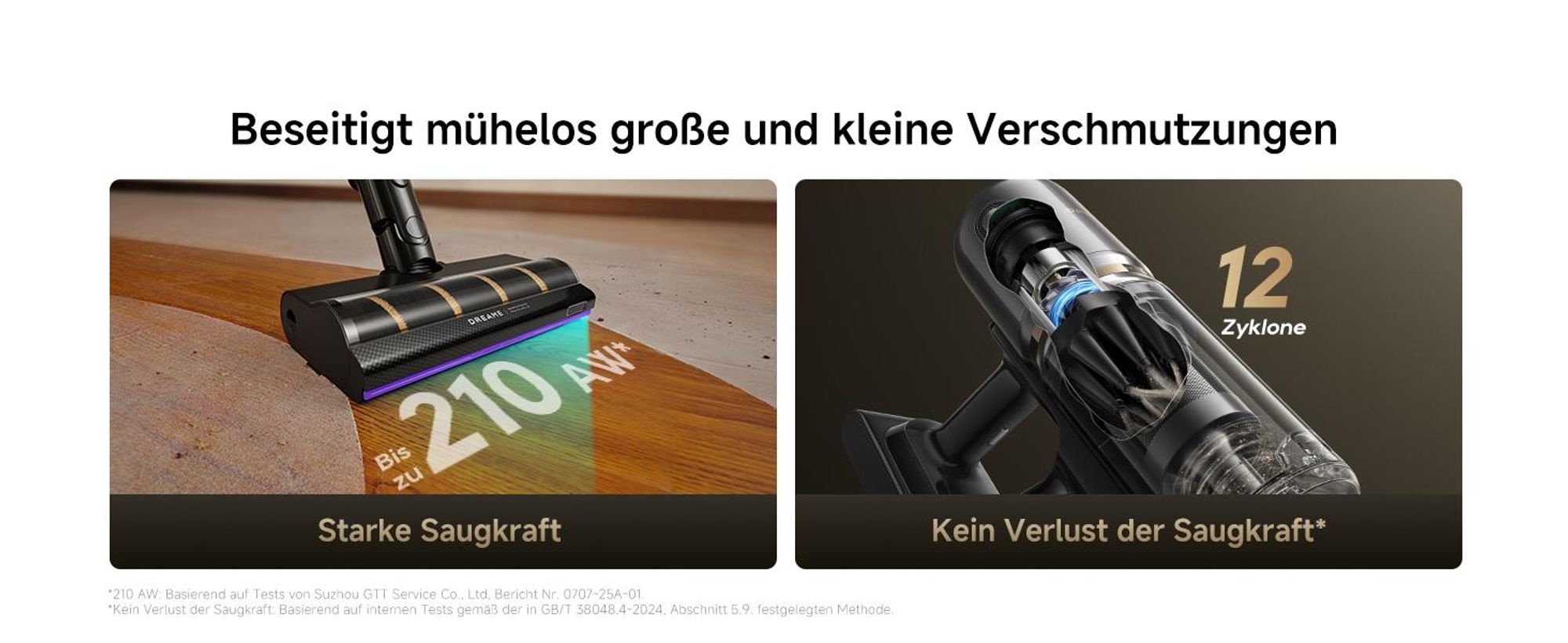 Dreame V20 Pro-A Kabelloser Stabstaubsauger,0 Kantenreinigung Handstaubsauger,Reinigung von Hartböden und Teppichen,210 AW, 90 Min,99,99% Filterung