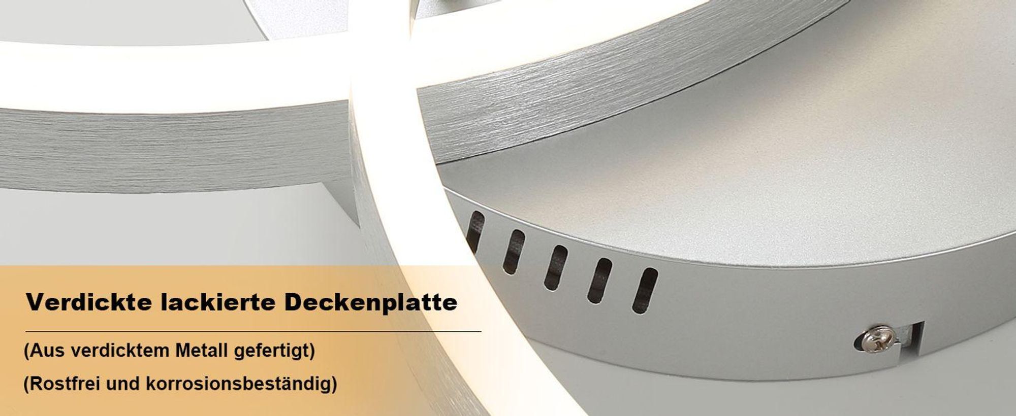 ZMH lampa sufitowa LED salon 82CM nowoczesna ściemnialna srebrna z pilotem 3 pierścienie metalowe oświetlenie sypialnia kuchnia