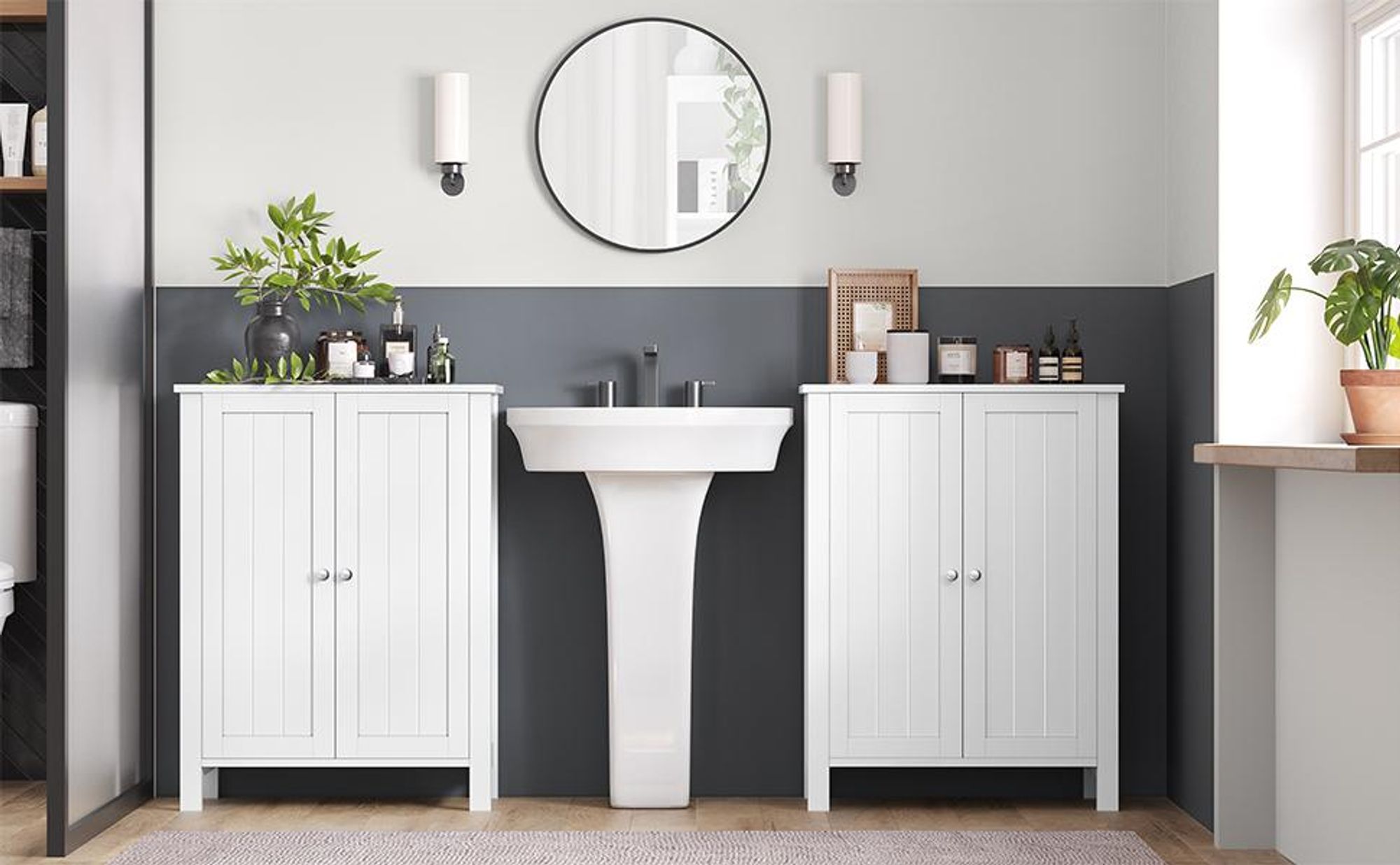 VASAGLE Badkommode Badezimmerschrank, 2 verstellbare Ebene, 30 x 60 x 80 cm
