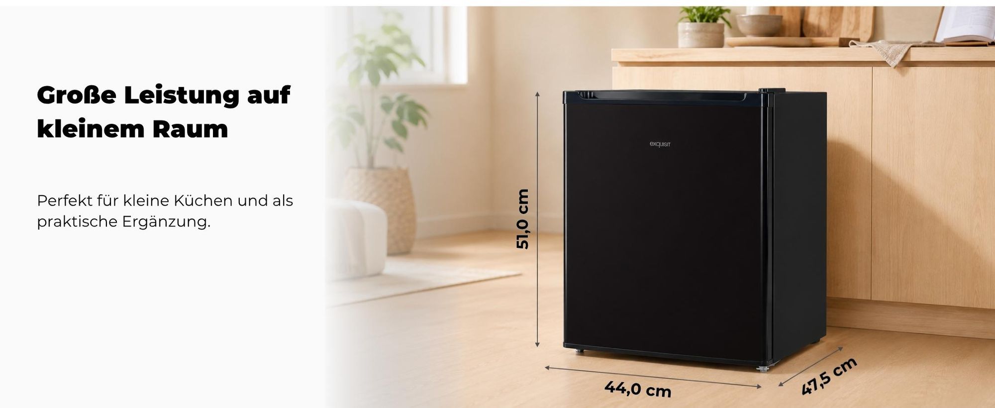 Exquisit Mini Gefrierschrank GB05-040E schwarz | Kompakt | Nutzinhalt: 33 L | Temperaturregelung