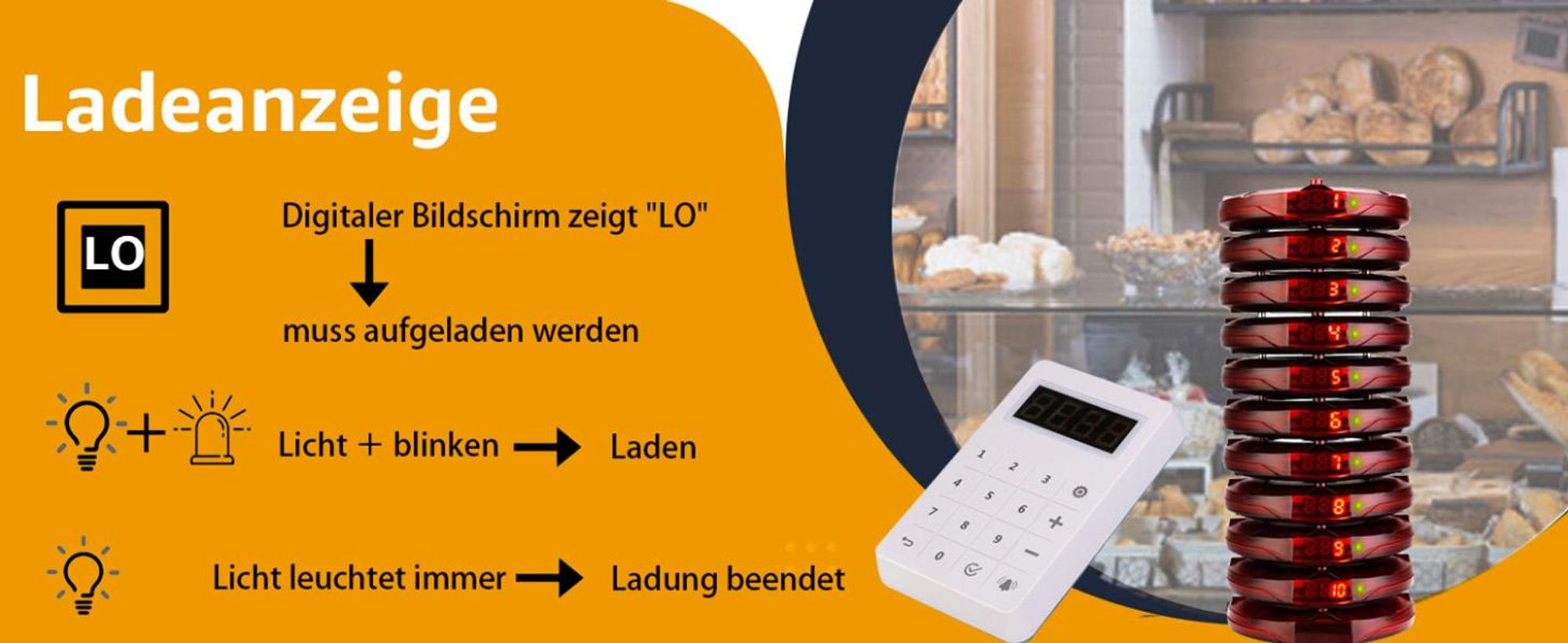 Retekess TD158 Pager System, Pager Rufsystem, LED-Röhrenanzeige, 4 Anrufmodi, Akku mit Großer Kapazität, Stumme Tastatur, Restaurant Pager, Pager für klinik, Hotel(mit Digitalröhre)