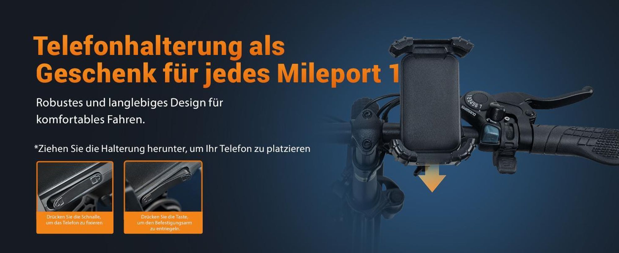 HillMiles E Bike, E-Bike Klapprad mit 36V 13Ah Akku bis zu 80-100km, 20 *3.0 Zoll, 7-Gang SHIMANO, 250W Motor & 25km/h MilePort 1