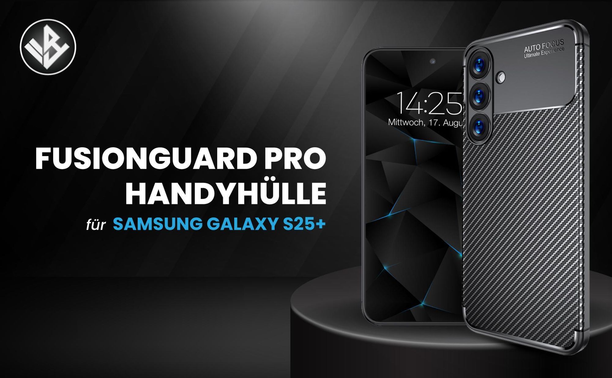 Schwarze ergonomische Schutzhülle für das Samsung Galaxy S25+