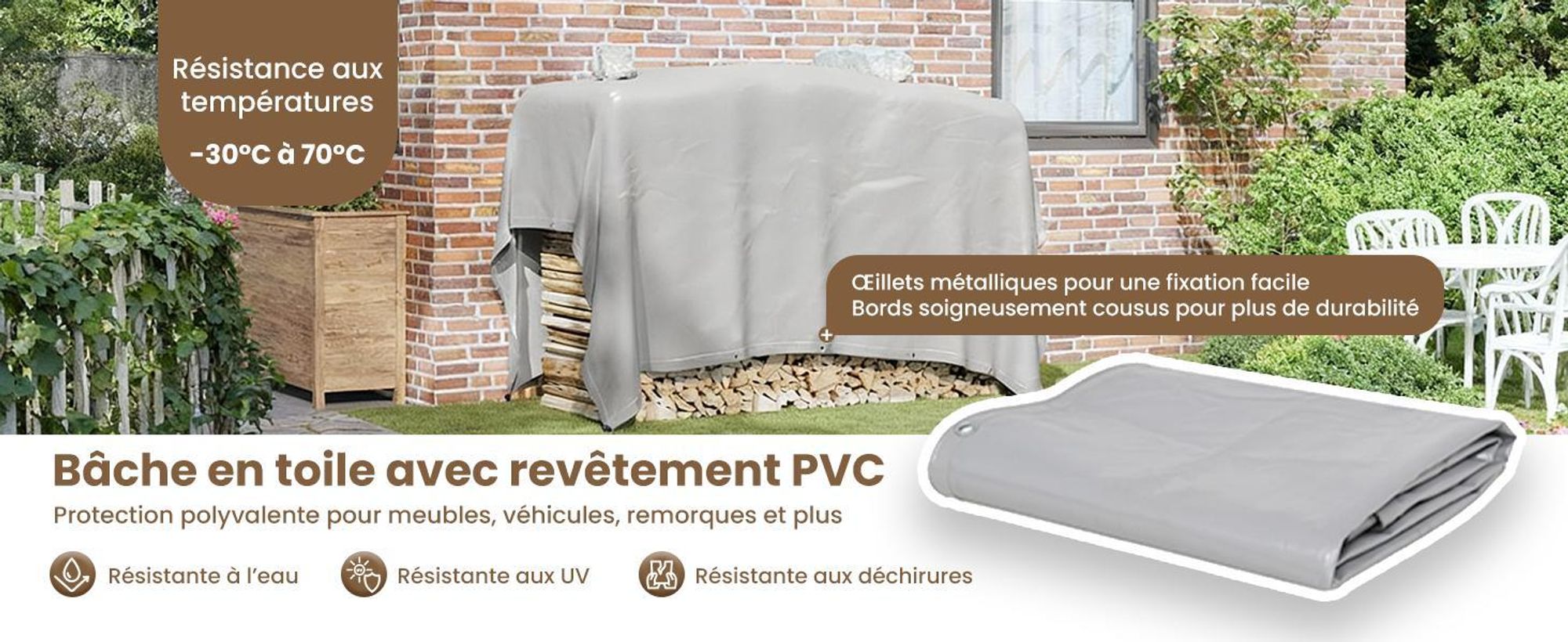 vidaXL Bâche de protection 650 g/m² 3x3 m Gris