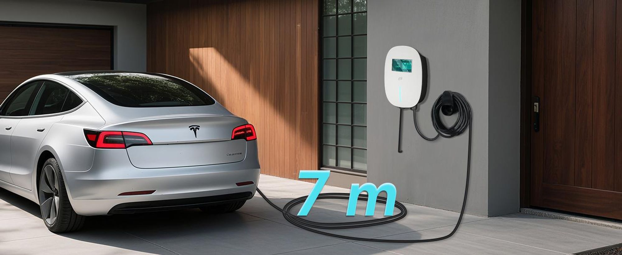 Puluomis Wallbox Ladestation 11kW Ladekabel 7m Typ 2 mit Halter,EV Ladegerät 3-phasig 6-16A einstellbar, IP65 Wasserdicht mit Wlan & Bluetooth weiß