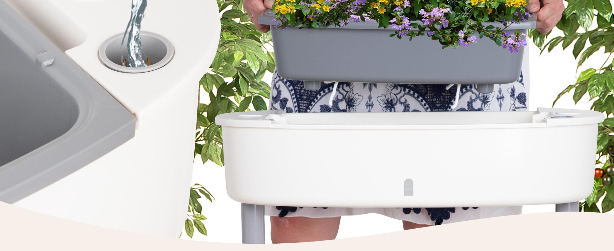 ONVAYA® Hochbeet mit Rollen für den Balkon ǀ 2 Etagen ǀ Innen- und Außentopf ǀ mit Wasserstandsanzeiger & Selbstbewässerungssystem