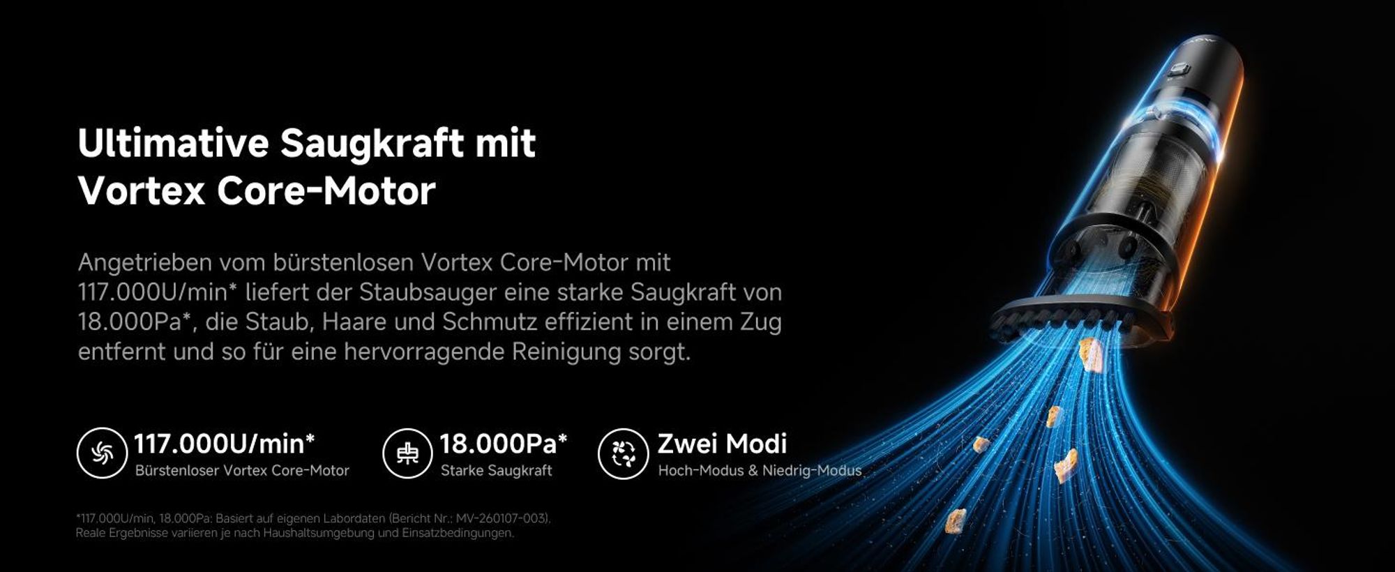 MOVA H10 Kabelloser Staubsauger, 18.000Pa Saugkraft, 3-in-1 Handstaubsauger, LED-Licht, Sicherheitshammer, Ultraleicht 450g, Für Auto & Zuhause