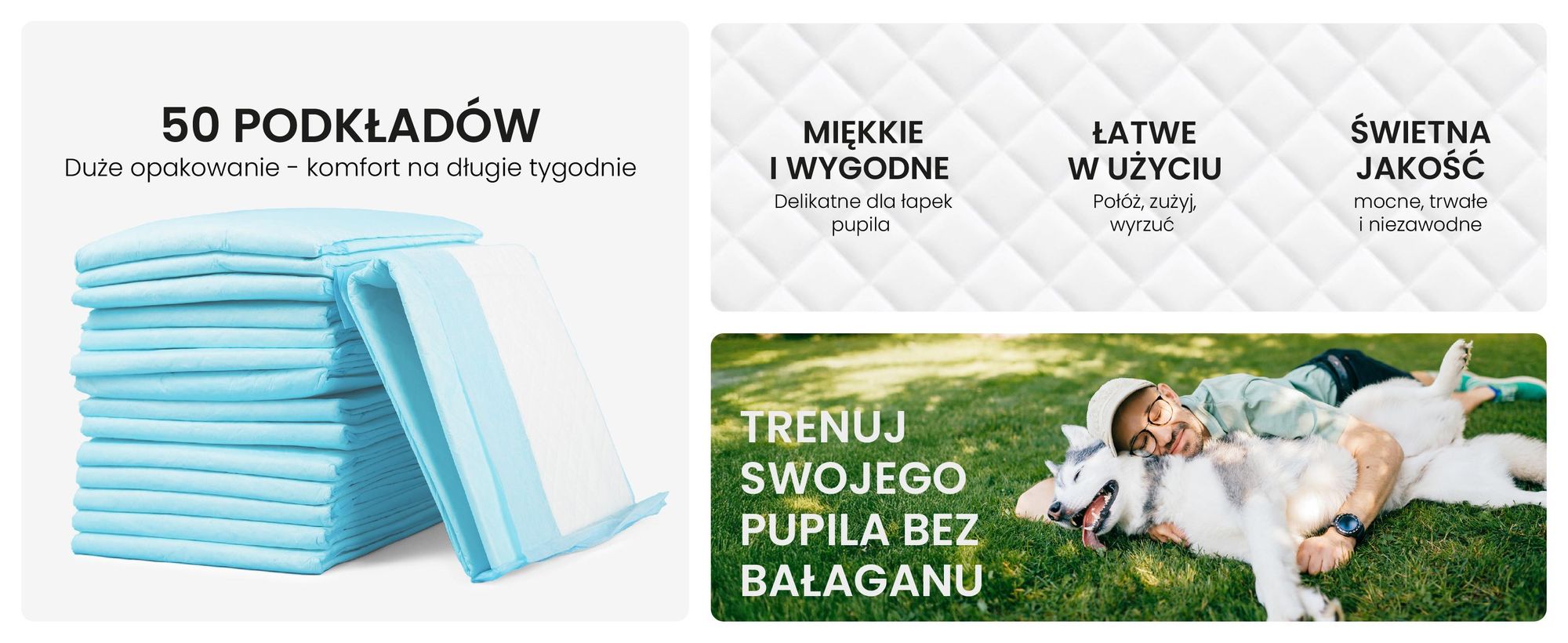 RAGI Podkłady treningowe dla psów, 50 sztuk, szczenięta, maty PIPI Chłonne, szczelne, podkłady treningowe na nietrzymanie moczu, 60x90cm
