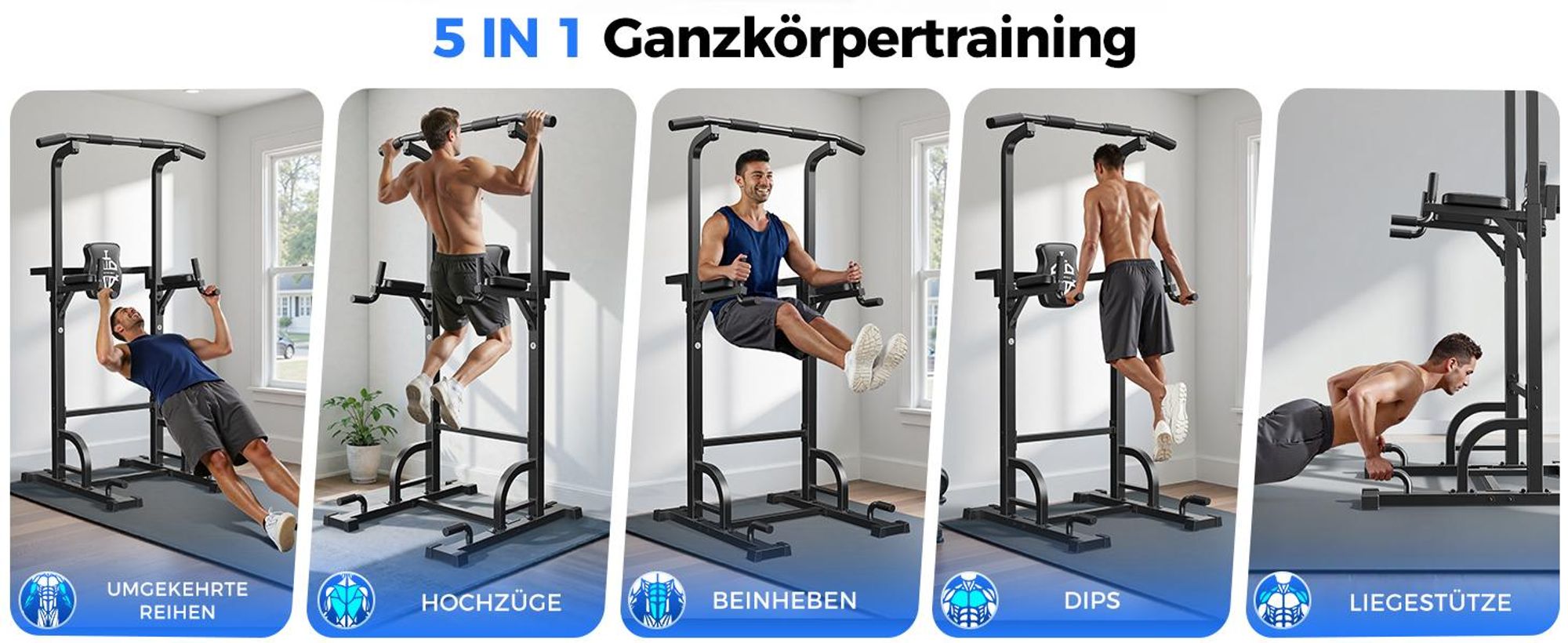 Sportsroyals Power Tower, Dip-Station, Klimmzugstange für das Krafttrainingsgerät im Heim-Fitnessstudio, 204 kg