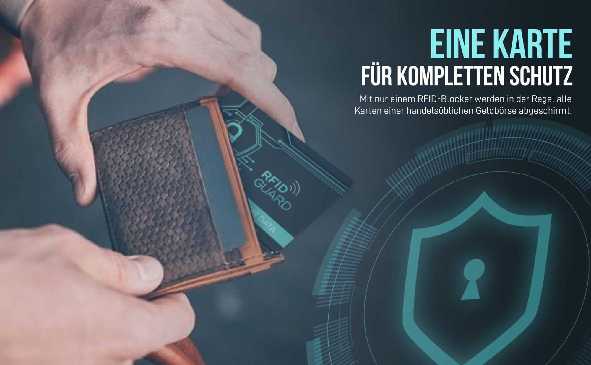 Eine RFID / NFC Schutzkarte genügt meist für den gesamten Geldbeutel