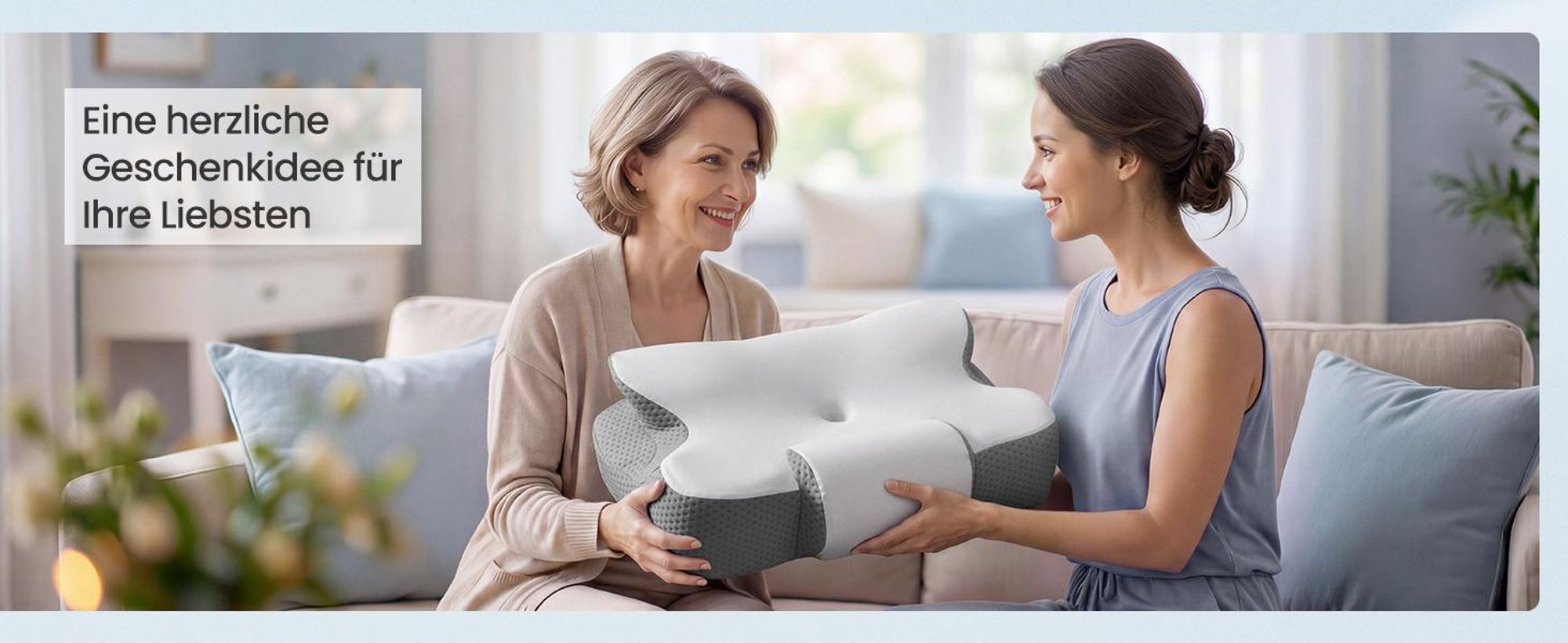 SONGMICS Kopfkissen, Kissen ergonomisch, Nackenkissen kühlend, höhenverstellbar, Memory Foam Kissen, weiß-grau