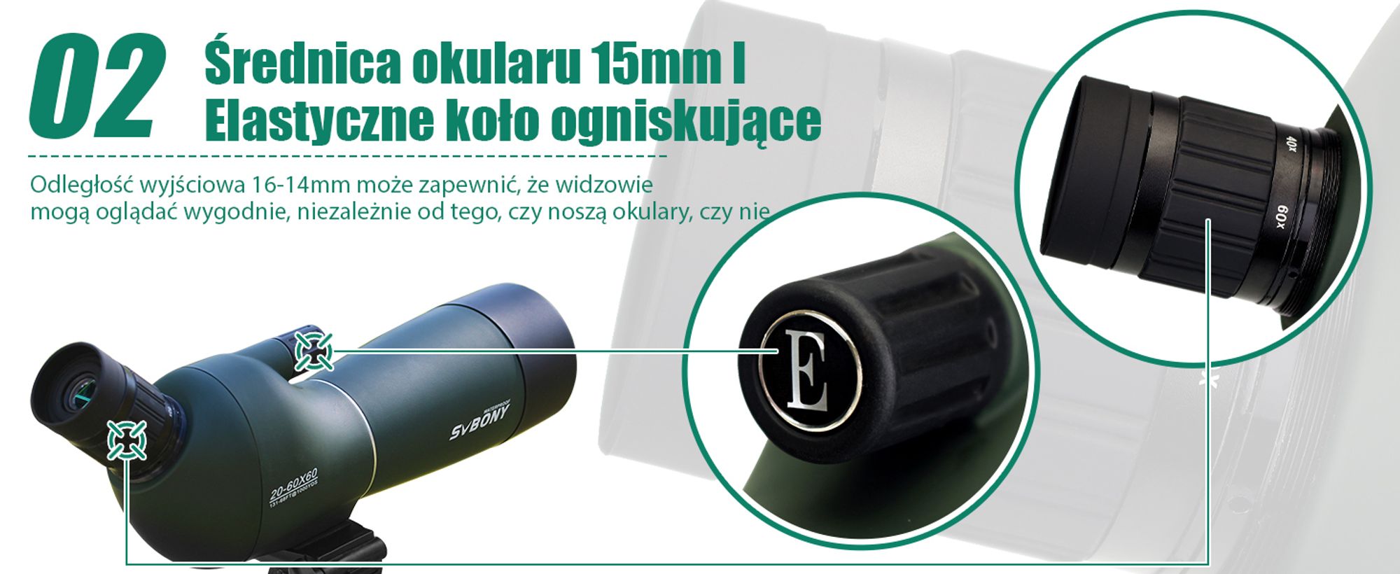 Svbony SV28 Spektiv 20-60x60mm BAK4 Prisma Monokular mit Stativ Handy Adapter für Sportschützen Vogelbeobachtung