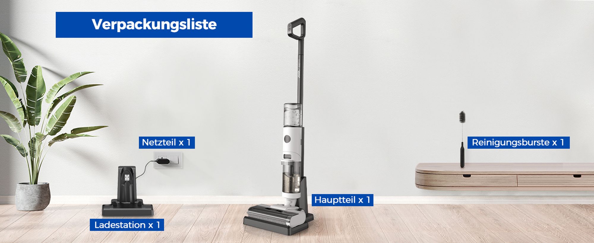 JONR ED12 Nass Trockensauger, 800mL Wassertank, 35-Minuten, Kantenreinigungsbürste, automatische Reinigungsfunktion für Hartböden