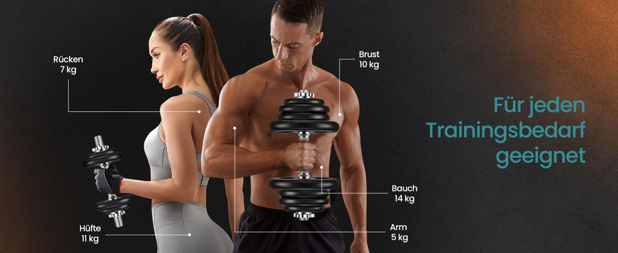 SONGMICS Hanteln, Hantelset aus Gusseisen, 2 x 10 kg, verstellbar, für Männer und Frauen, Workout, Fitnesstraining, Gewichtheben für Zuhause