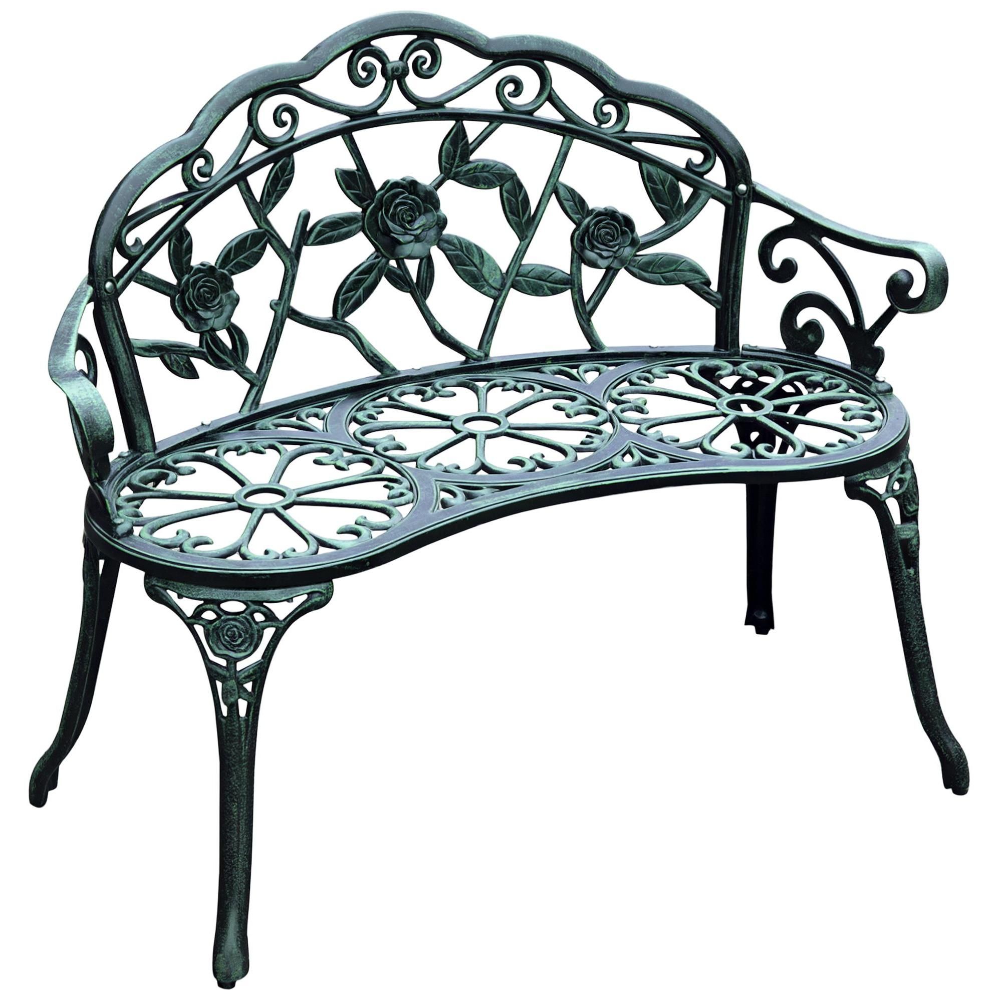 Metallbank Antik 2-Sitzer Blumenmuster