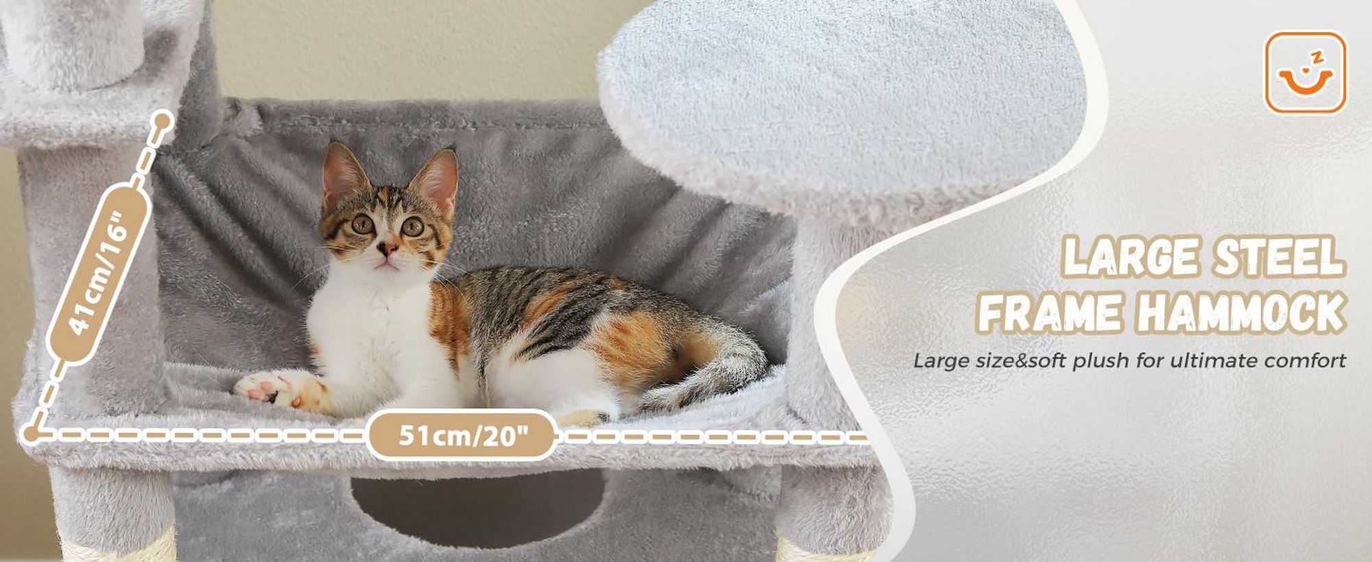 PURPURRA Robuster Kratzbaum für große Katzen, 200 cm hoher Katzenturm mit 2 Sitzstangen, 2 Höhlen und geräumiger Hängematte, XL extra große Höhle