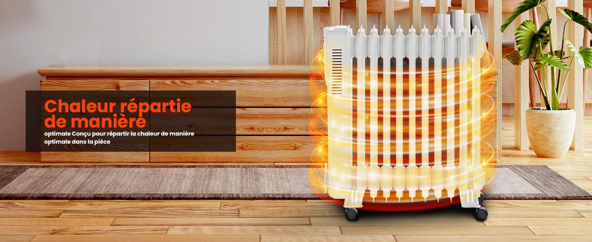 EXTRALINK Radiateur à huile 2500 W NY-25W1 chauffage électrique 11 ailettes radiateur électrique mobile avec thermostat