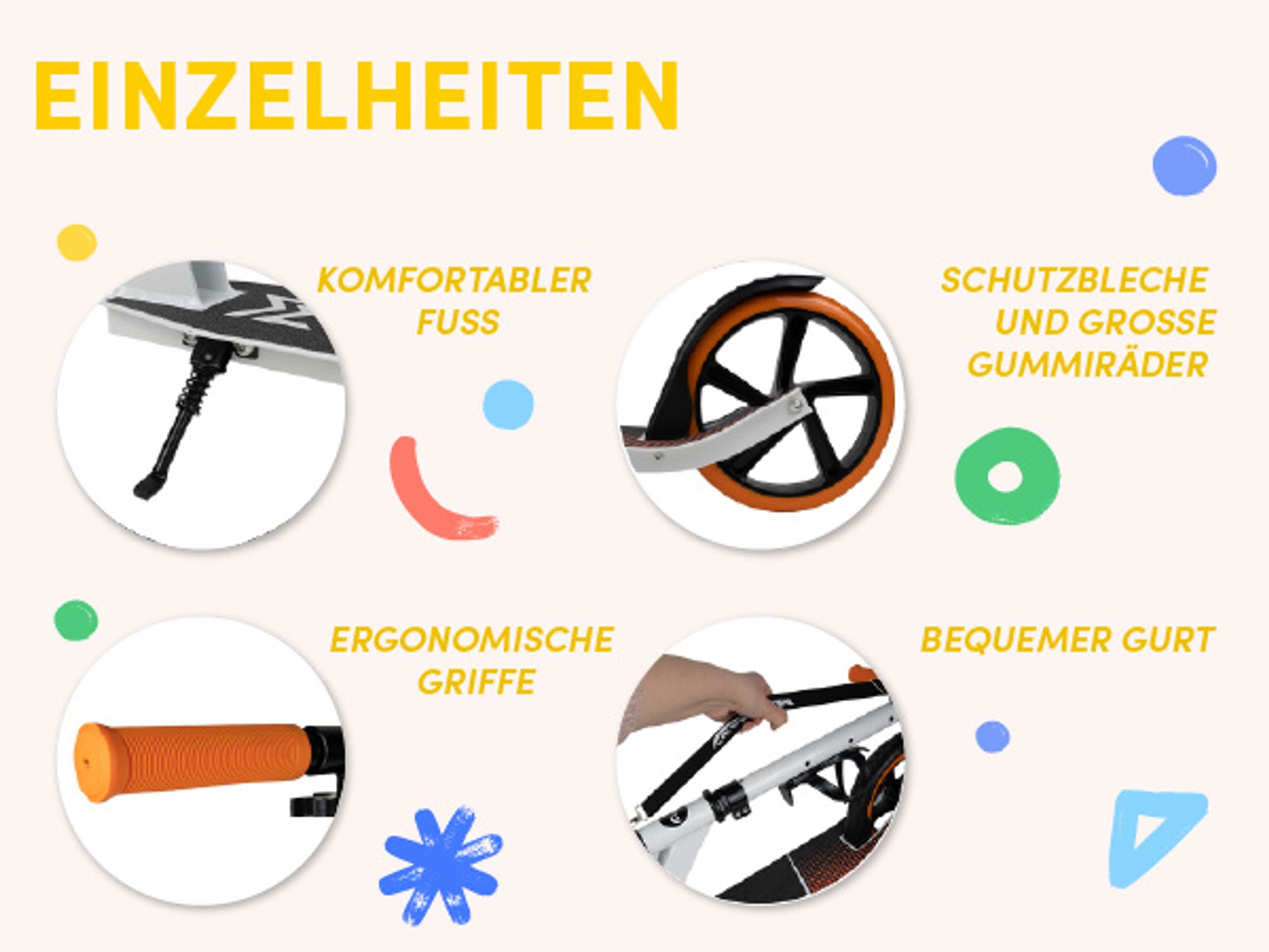 Scooter Cityroller für Kinder ab 6 Jahren mit Flaschenhalter