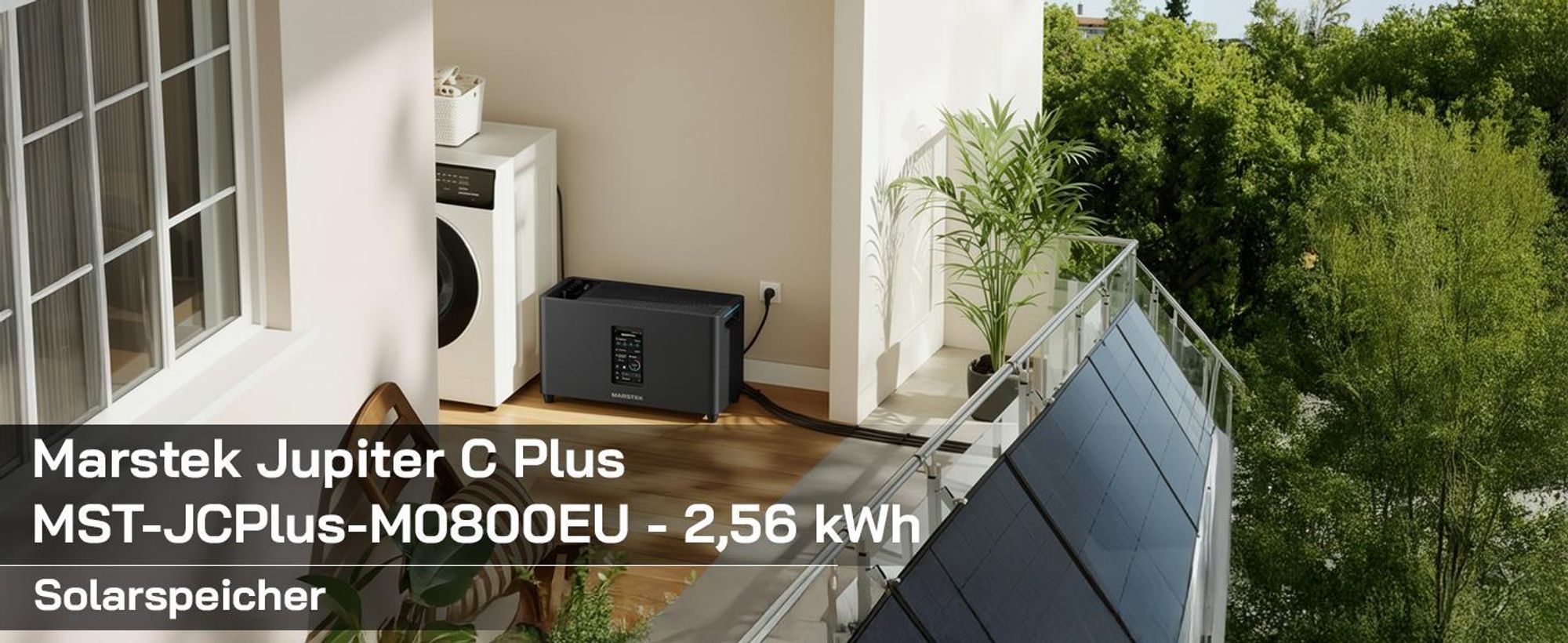Speicher MARSTEK Jupiter C + Plus Solarspeicher 2,56 kWh LiFePO4 Solarakku für PV Systeme Balkonkraftwerk, IP65, 6000 Zyklen, WIFI und Bluetooth