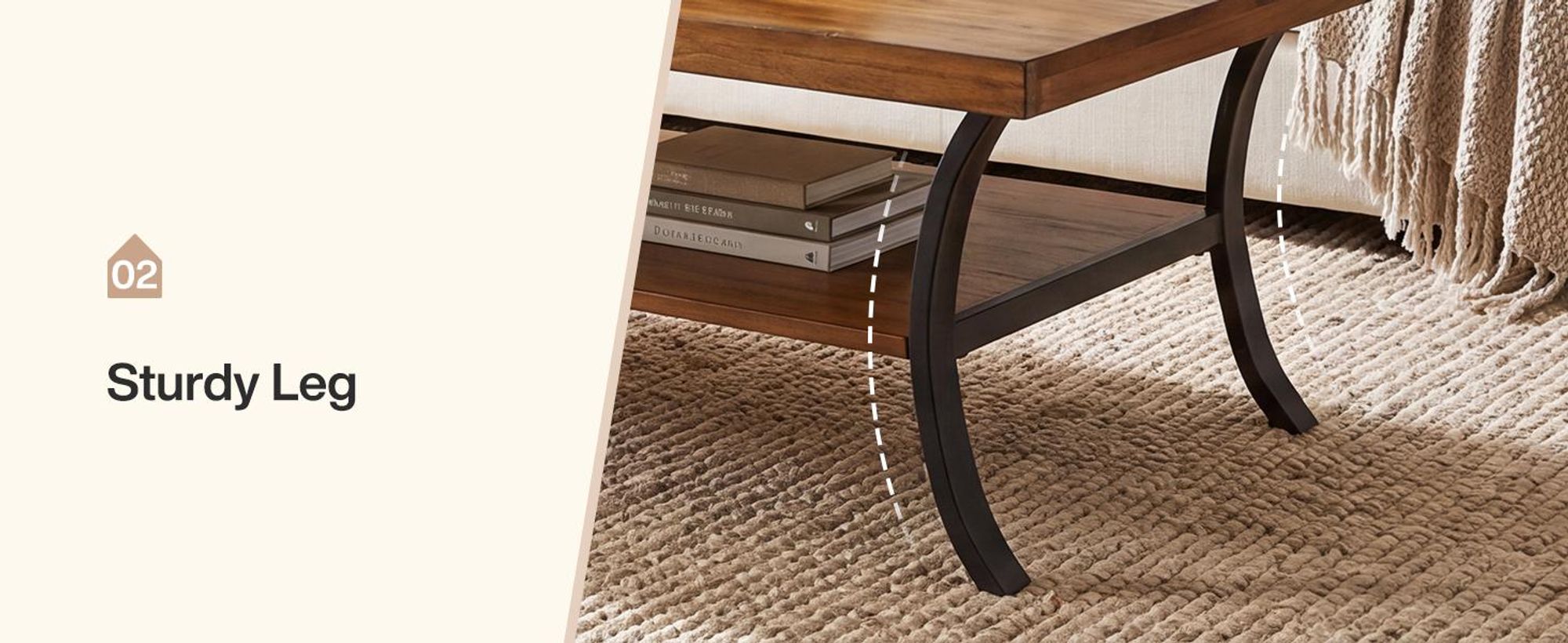 Massivholz Couchtisch, 120 cm Wohnzimmertisch 2 Ebenen, Kaffeetisch mit gebogenen Metallbeinen, rustikaler Sofatisch für Wohnzimmer, Homeoffice