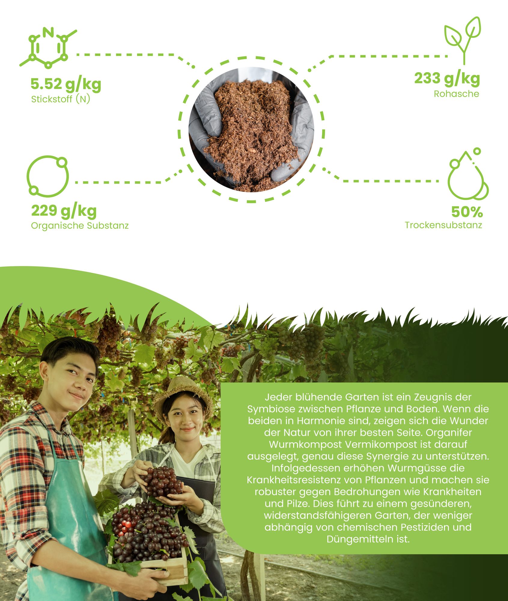 Wurmdünger - Vermicompost (Bigbag 1500 Liter – für 1500m2)