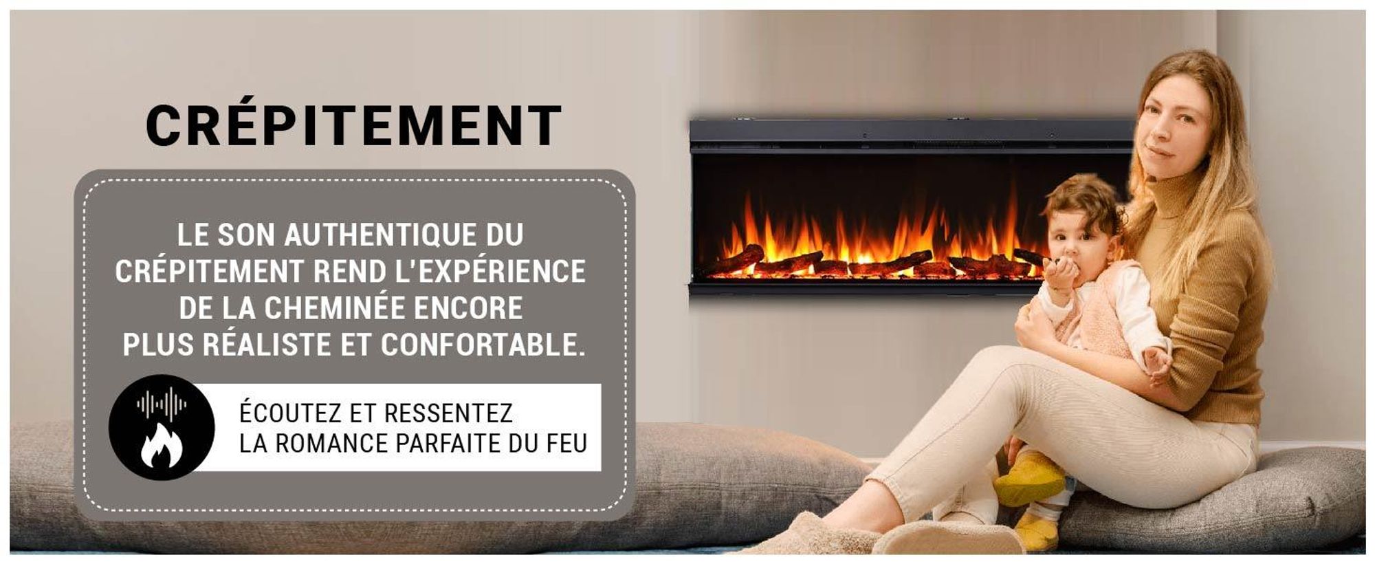 Cheminée électrique encastrable BALDERIA Athena 60 – Puissance de chauffage jusqu'à 1 500 W, noire