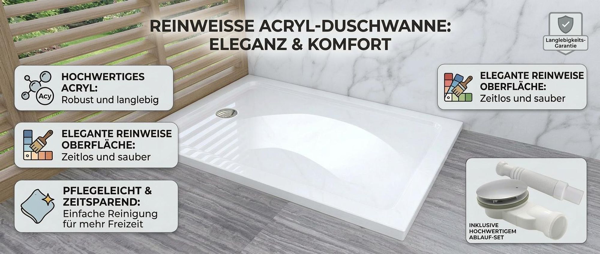 100x70x4 cmDuschwanne Acryl Duschtasse Dusche 40mm Superflache Rechteckig Weiß Mit Erhöhte Kante