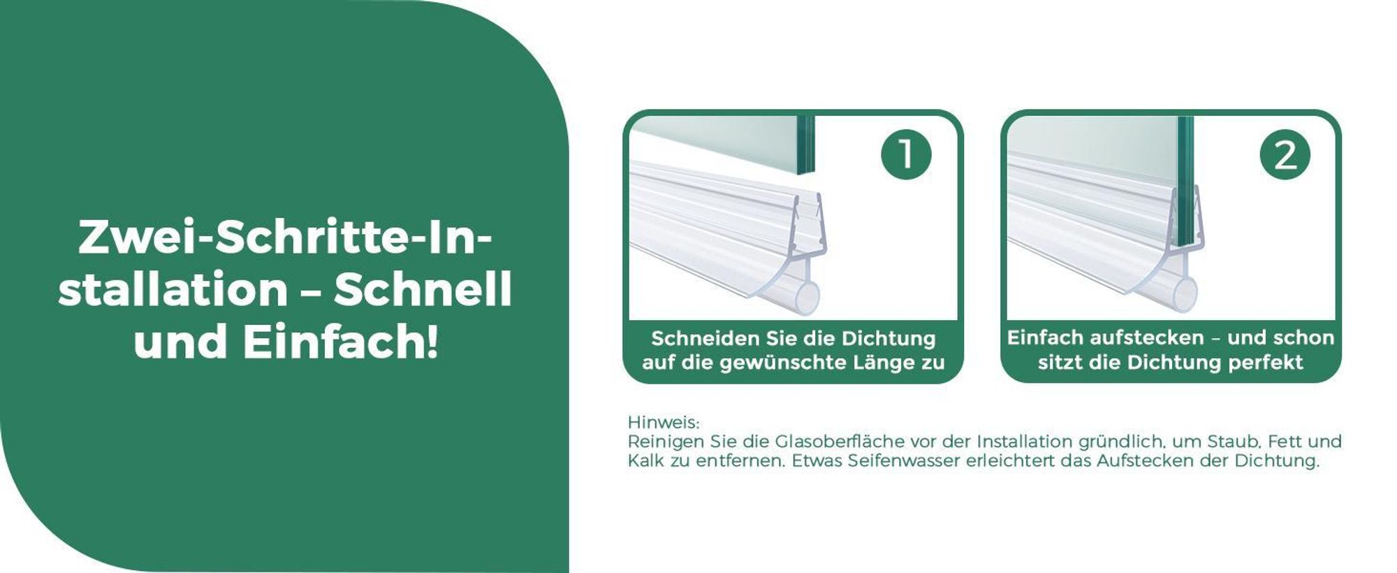 S'AFIELINA Ersatzdichtung Wasserabweiser Duschdichtung Schwallschutz Duschkabine Bad 7-8mm Glas 100cm 2 Stück