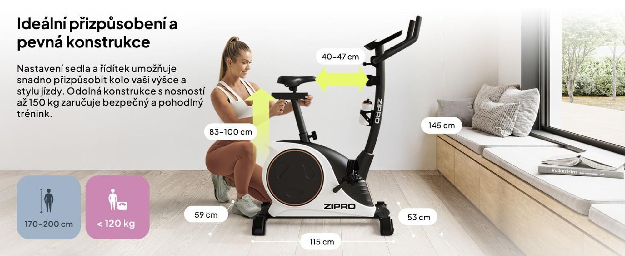 Zipro rotoped Nitro RS – magnetické fitness kolo s nosností až 150 kg Tichý rotoped s měřením pulsu Nastavitelná sedla a řídítka LCD displej