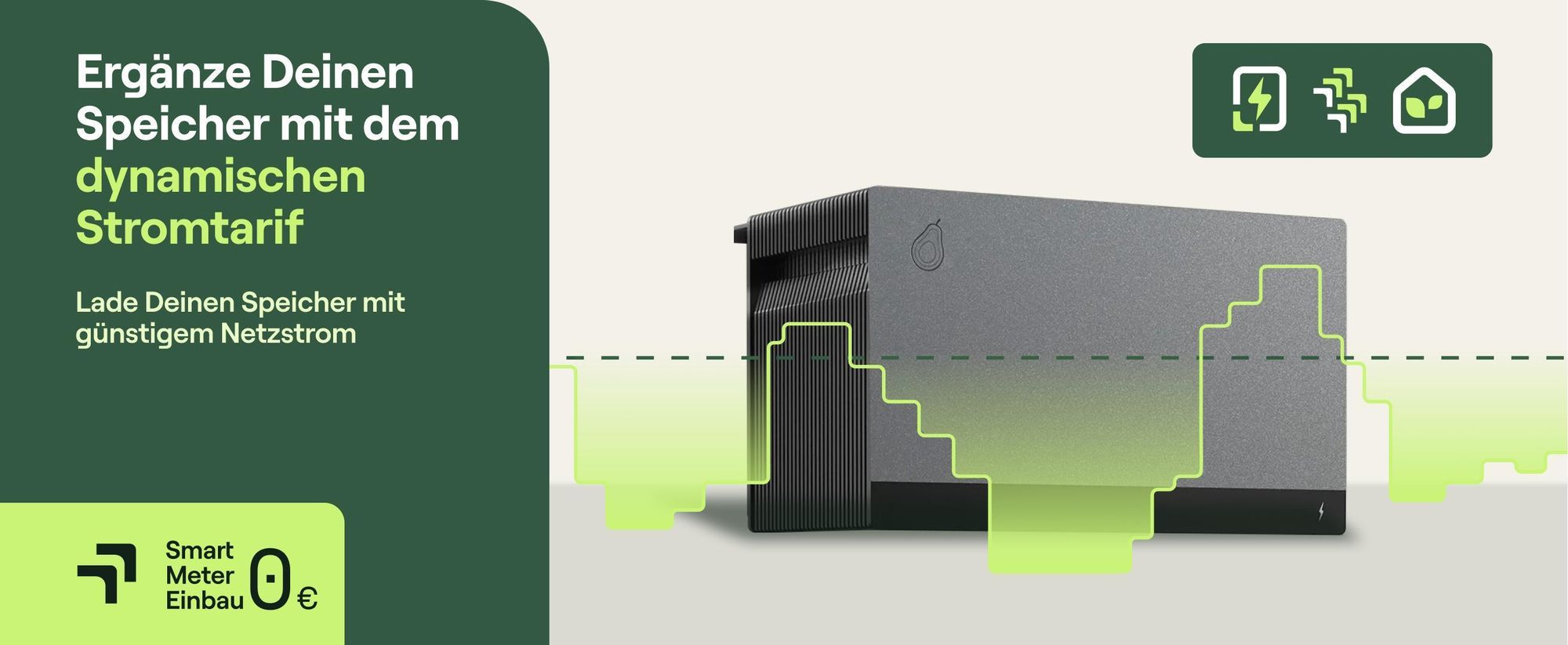 Balkonkraftwerk für Balkon mit 2 Modulen & Speicher Avocado Orbit M (2,11 kWh) - 5m Anschlusskabel - priBalcony Duo