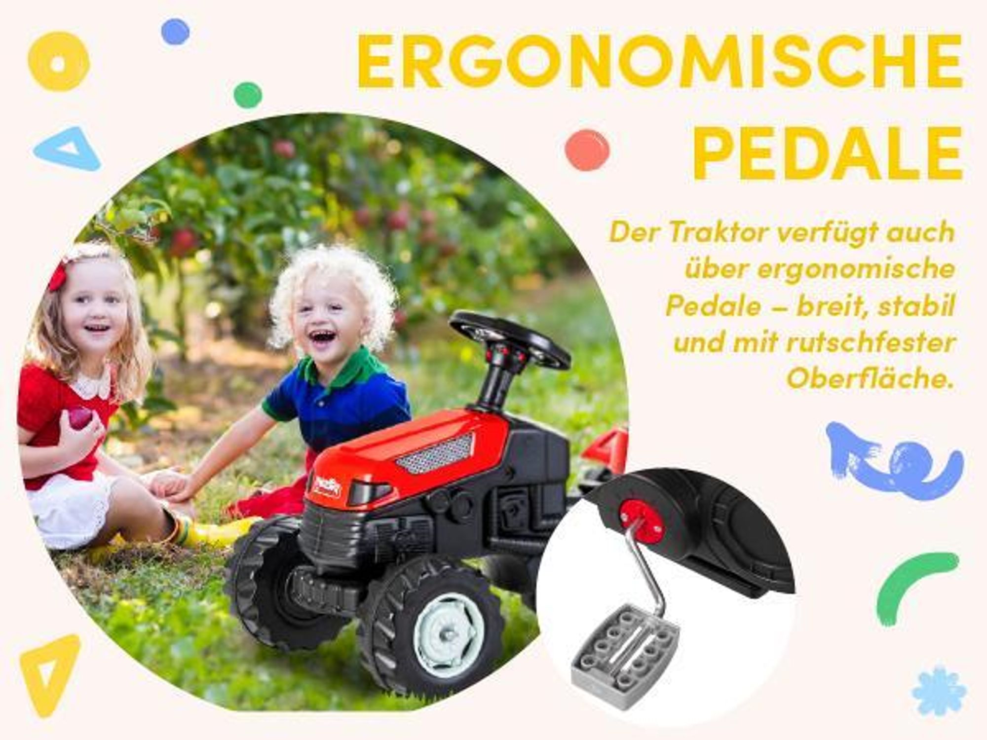 Pilsan Großer Traktor mit Anhänger Tretfahrzeug verstellbarer Sitz