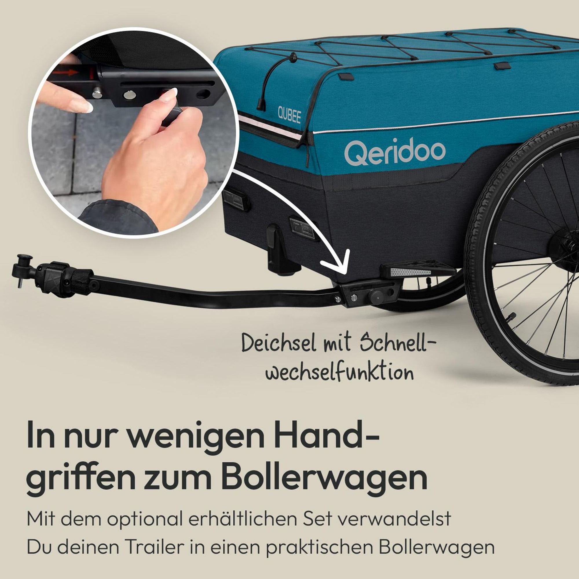 Qeridoo Qubee Cargo / Lastenanhänger, Farbe: Petrol