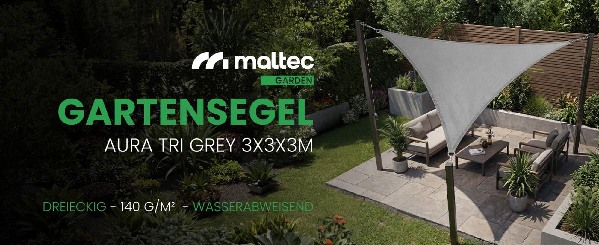 Dreieckig Sonnensegel 3x3x3 Meter Wasserdicht fur Patio Terrasse Balkon
