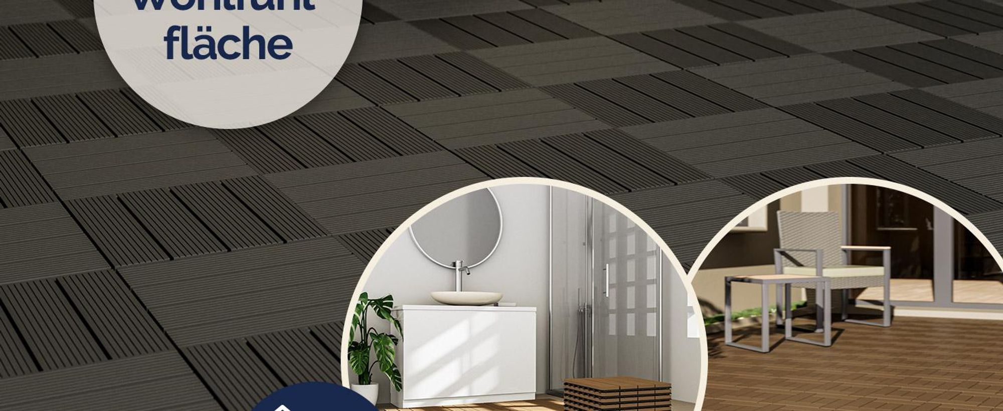 CASARIA WPC Fliesen 30x30 cm 44er Set 4m? Stecksystem Drainage Zuschneidbar Terrasse Balkon Garten klick Klassik Anthrazit